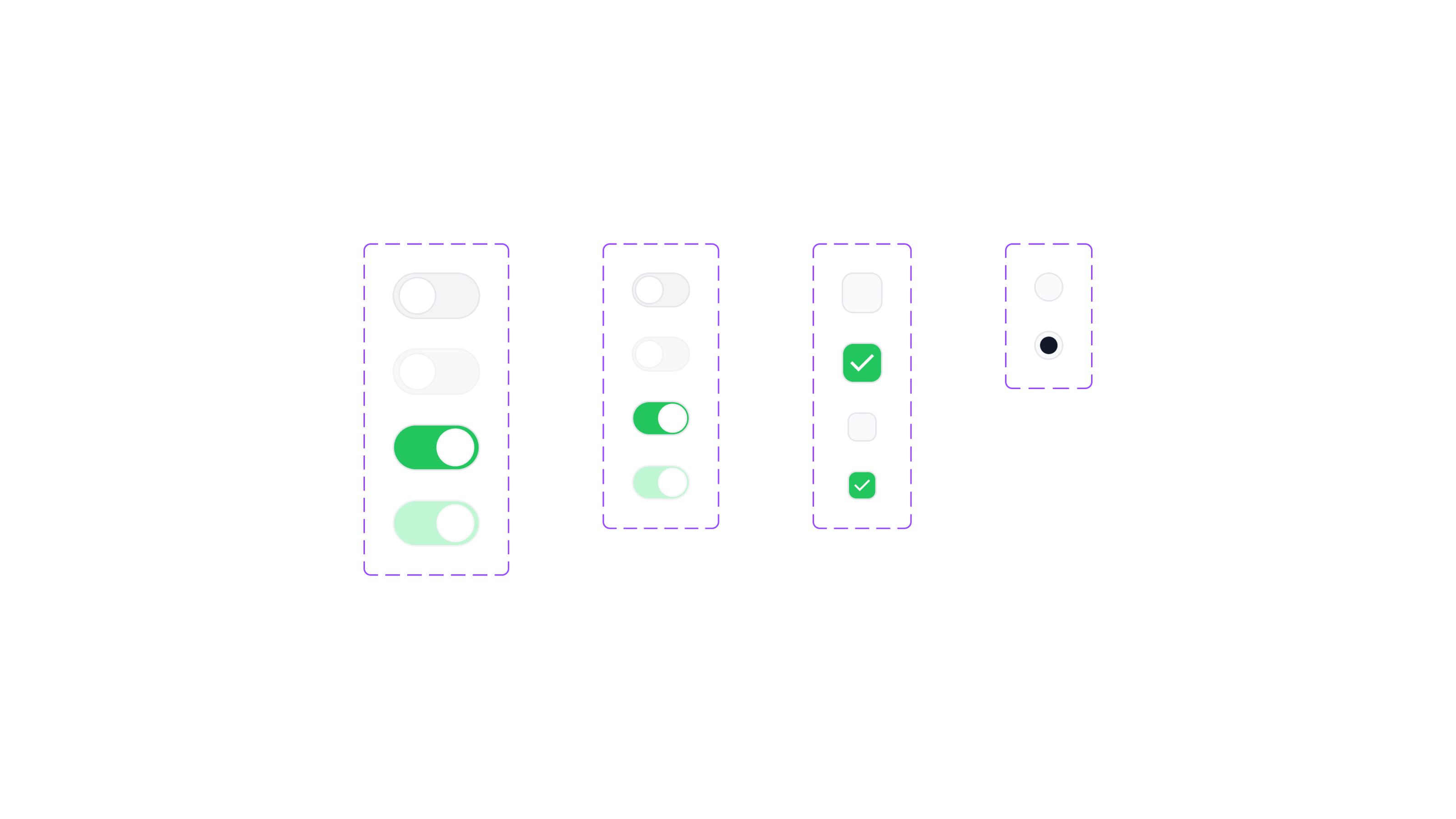 Toggle, checkbox, and radio button states